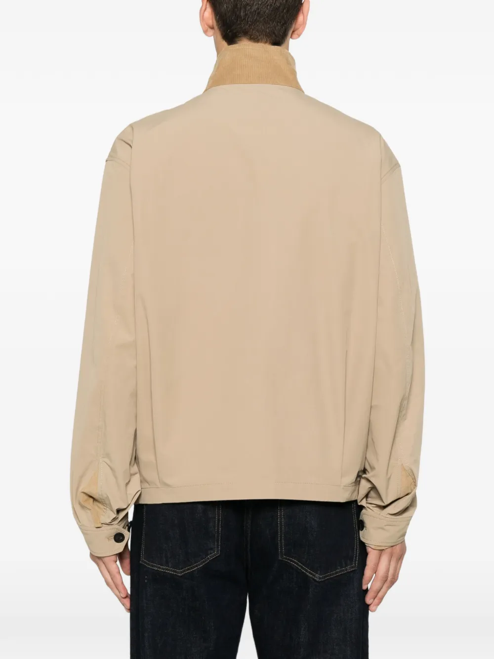 Emporio Armani Bomberjack met ribfluwelen kraag en rits Beige