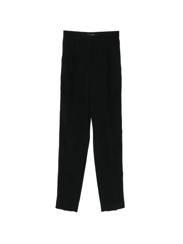 Emporio Armani Pleated Tapered Trousers in Black