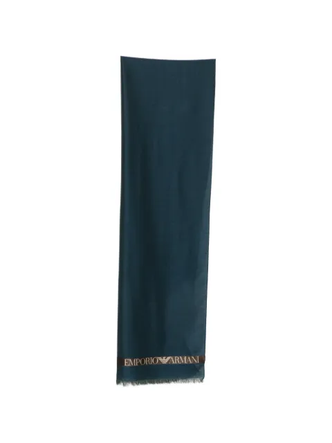 Emporio Armani bufanda deshilachada con logo estampado