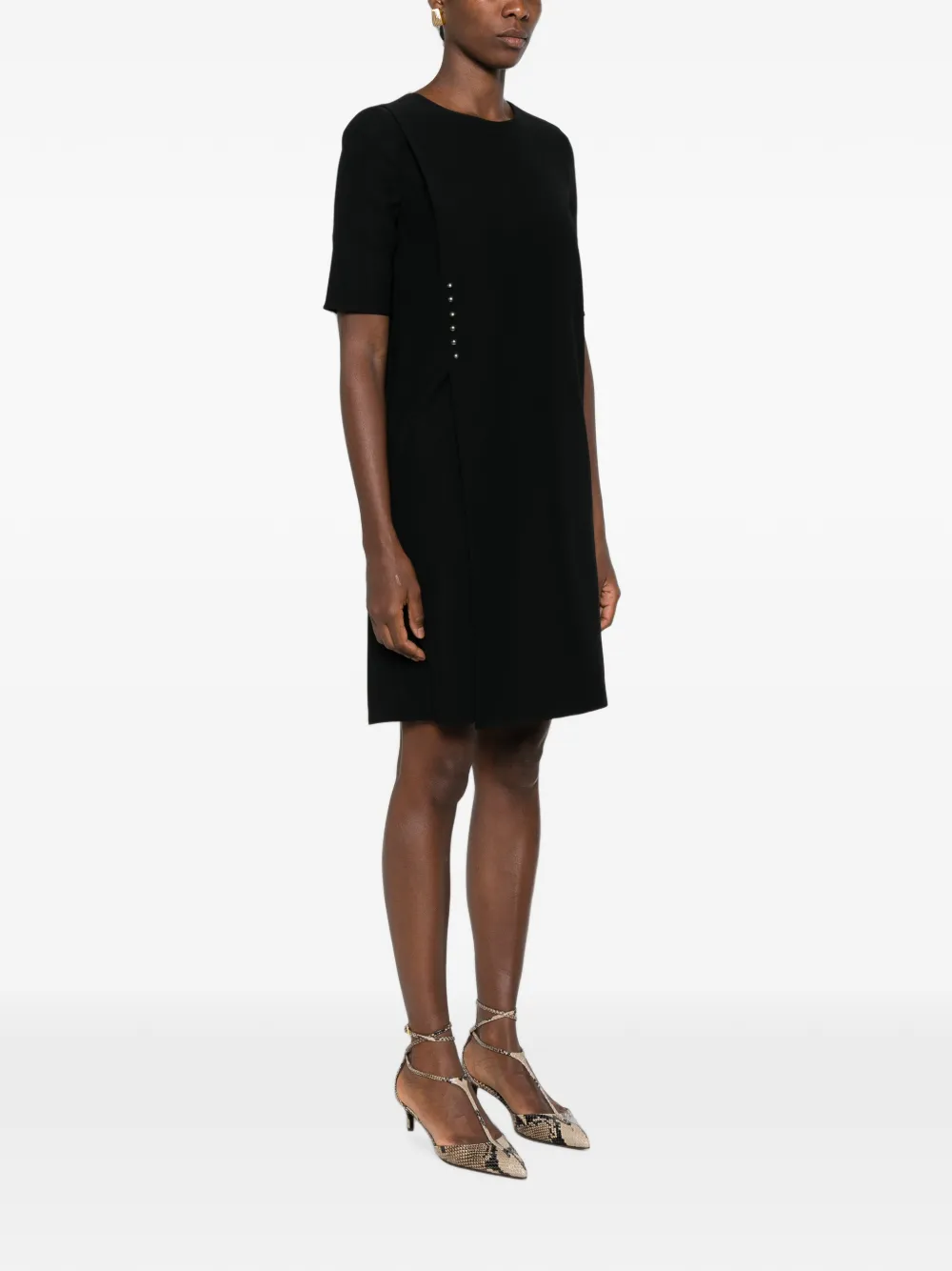 Emporio Armani Stud-embellished Mini Dress in Black, view 3