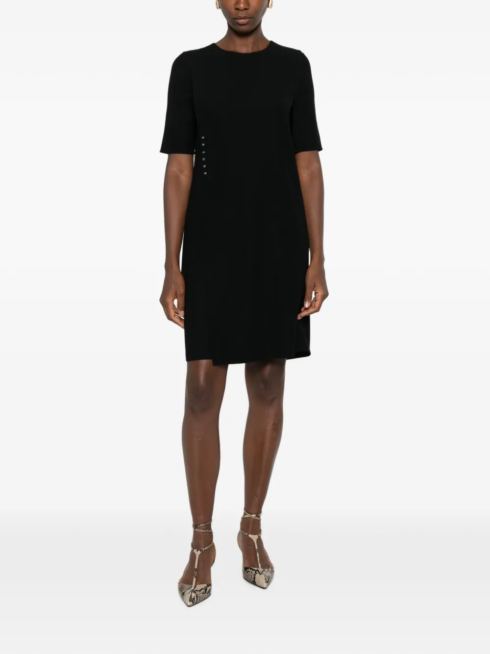 Emporio Armani Stud-embellished Mini Dress in Black, view 2