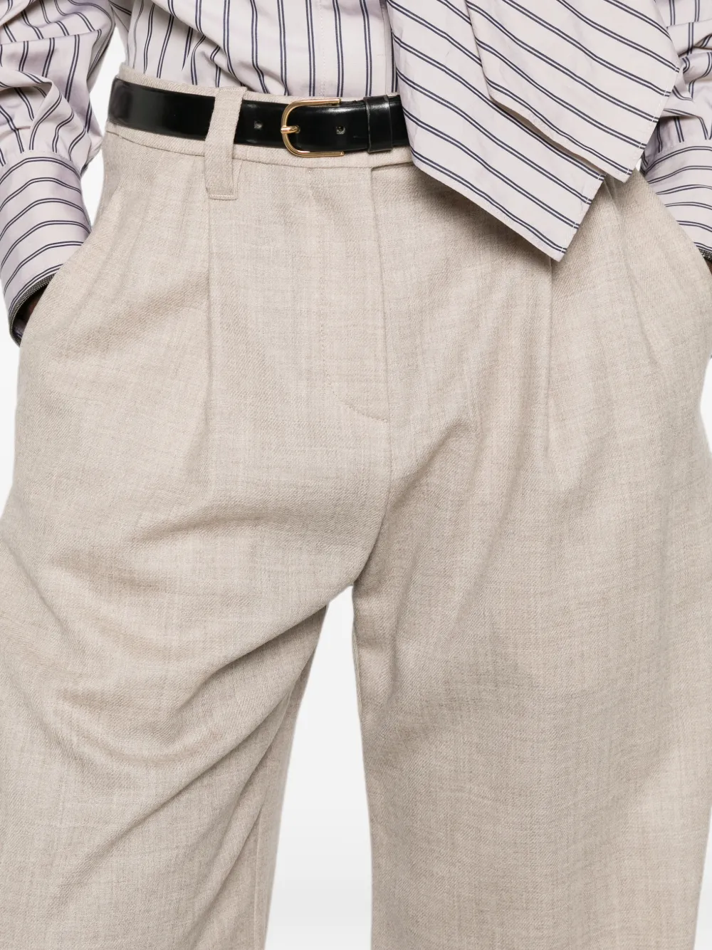 Brunello Cucinelli Broek met geplooide zak Beige