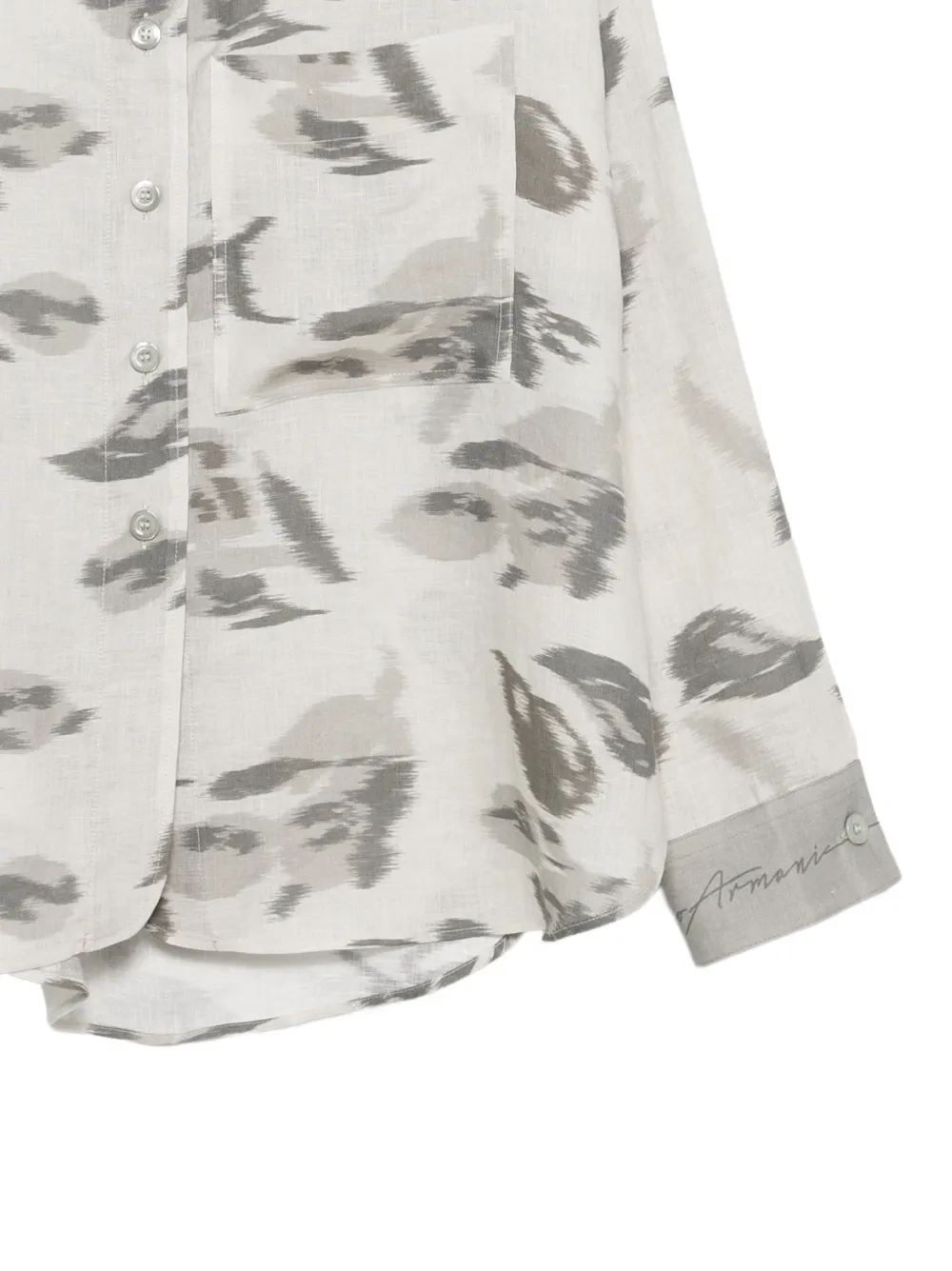 Emporio Armani Overhemd met bladerprint Grijs