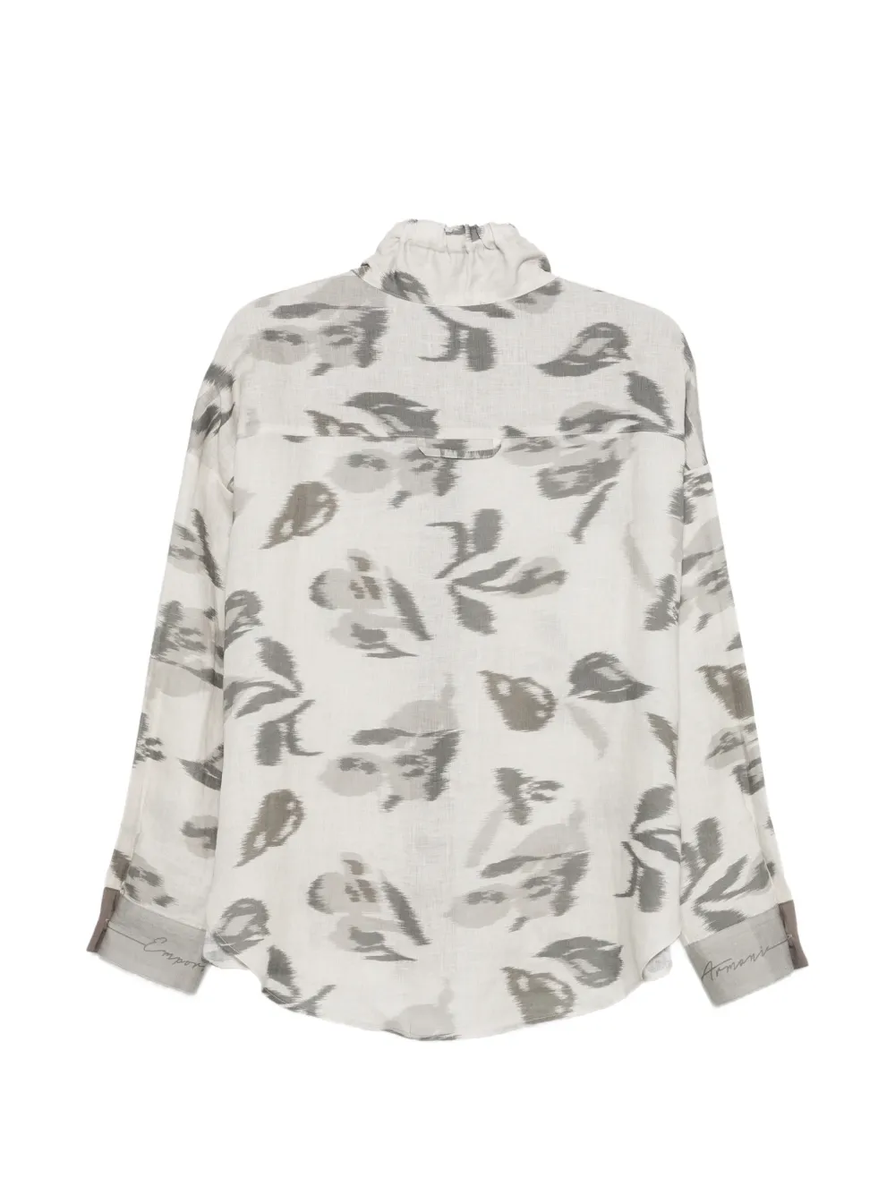 Emporio Armani Overhemd met bladerprint Grijs