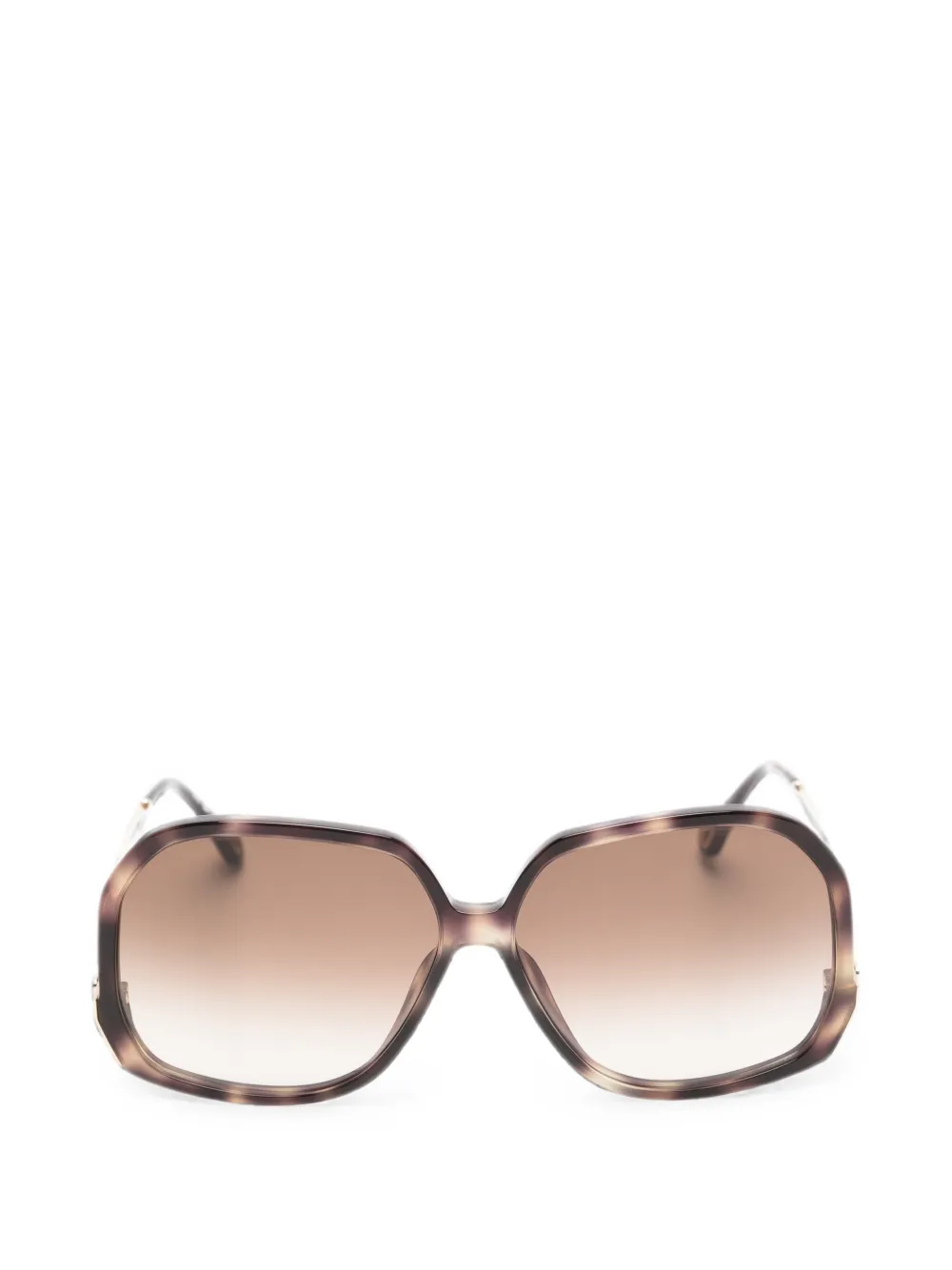 Chloé Eyewear tortoiseshell-effect geometric-frame sunglasses - Braun