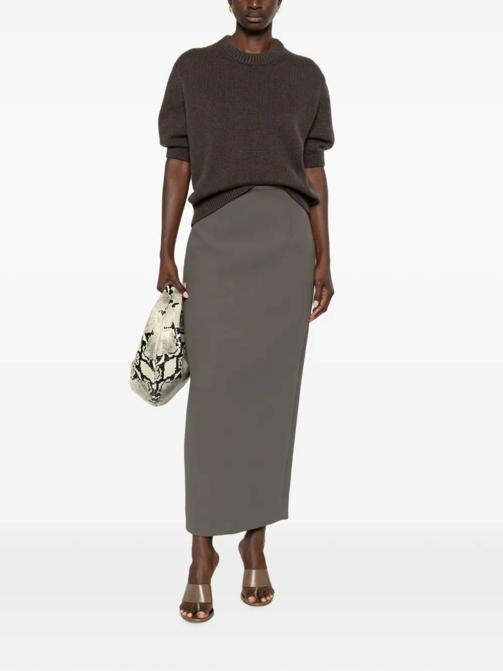KHAITE Winton midi-rok met split Groen