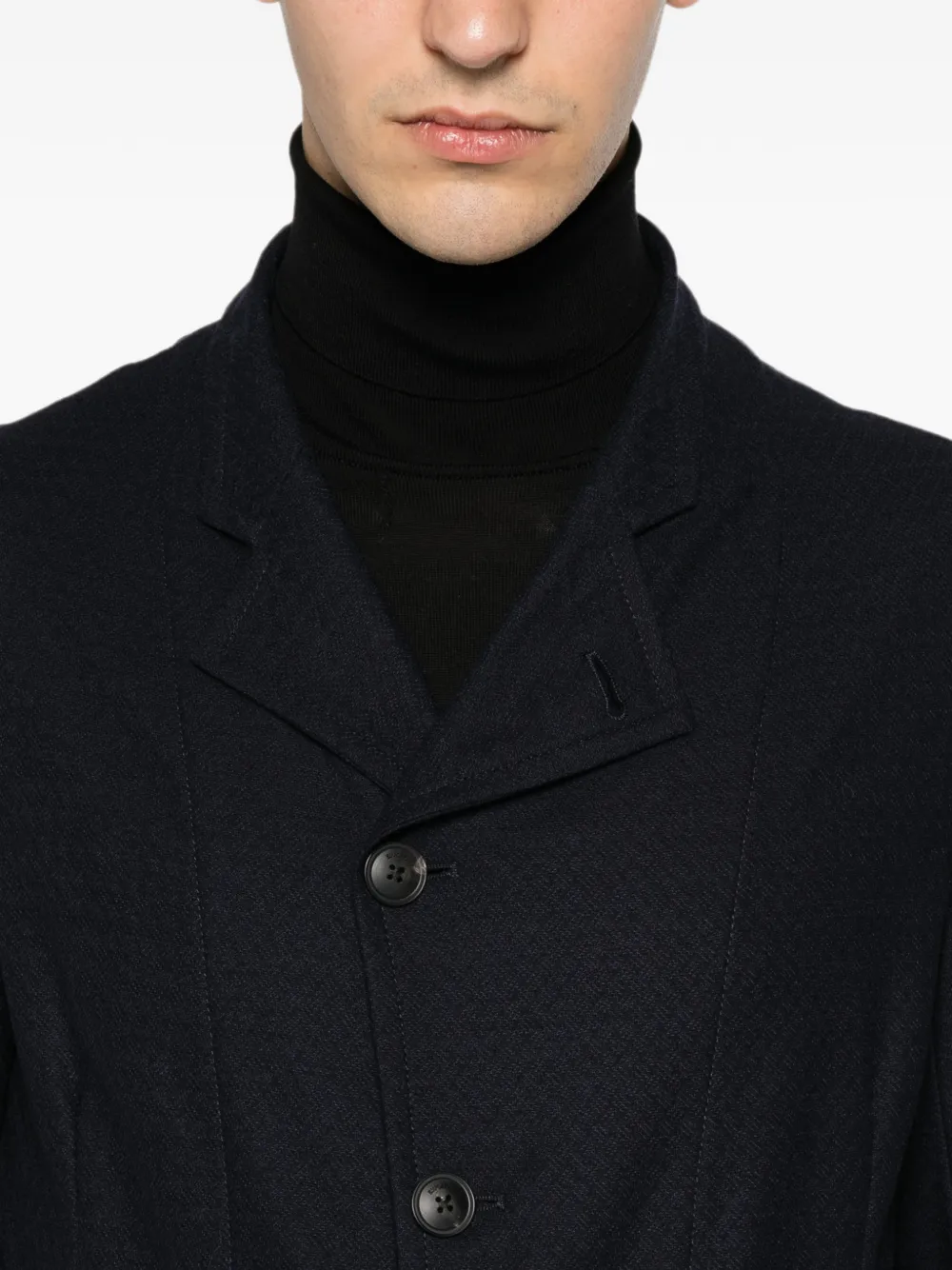 Emporio Armani Wollen jack met knopen Blauw