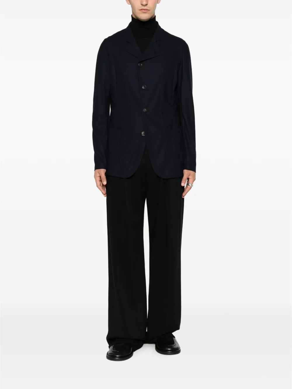 Emporio Armani Wollen jack met knopen Blauw