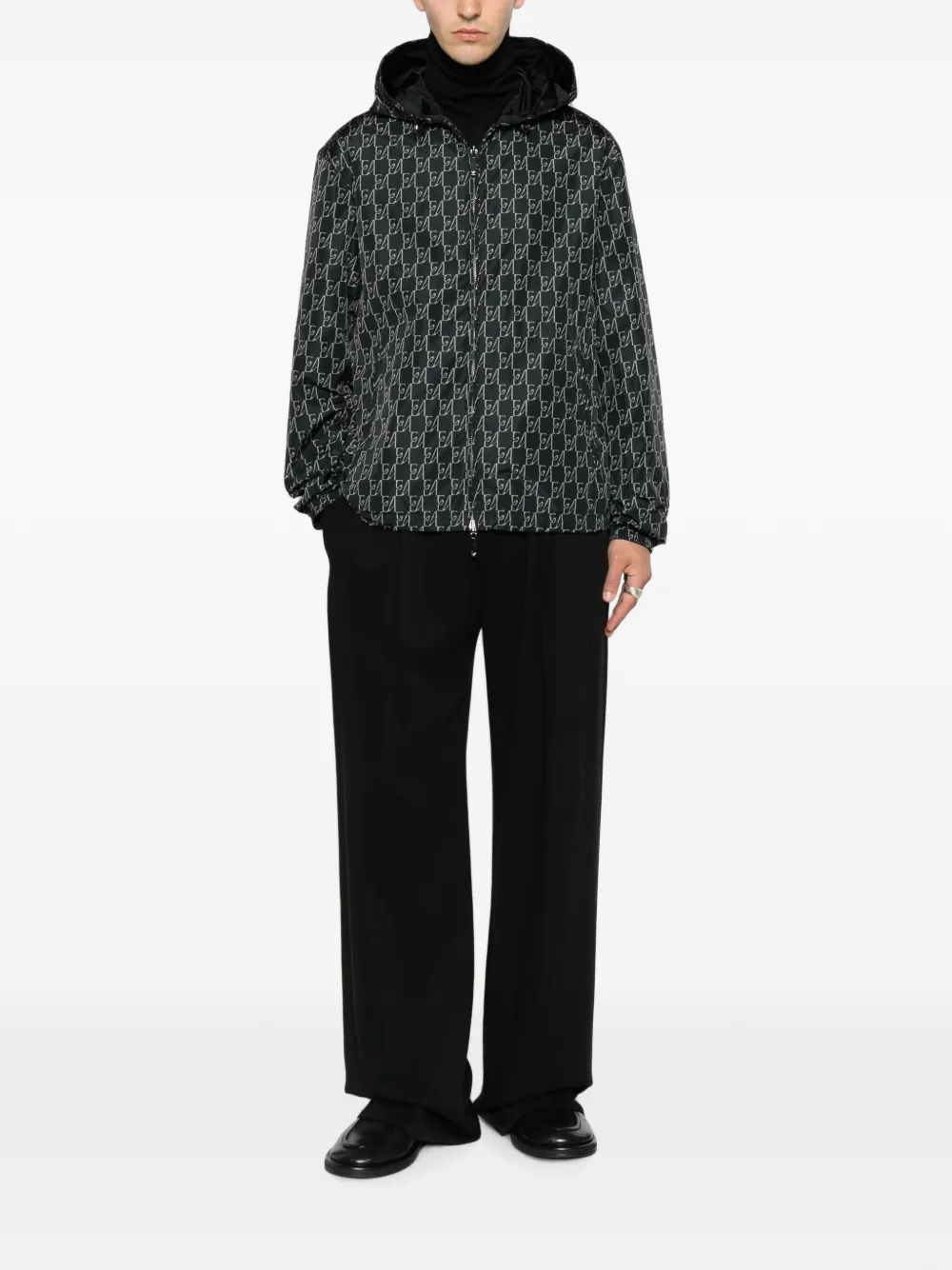 Emporio Armani Omkeerbaar jack met monogramprint Zwart
