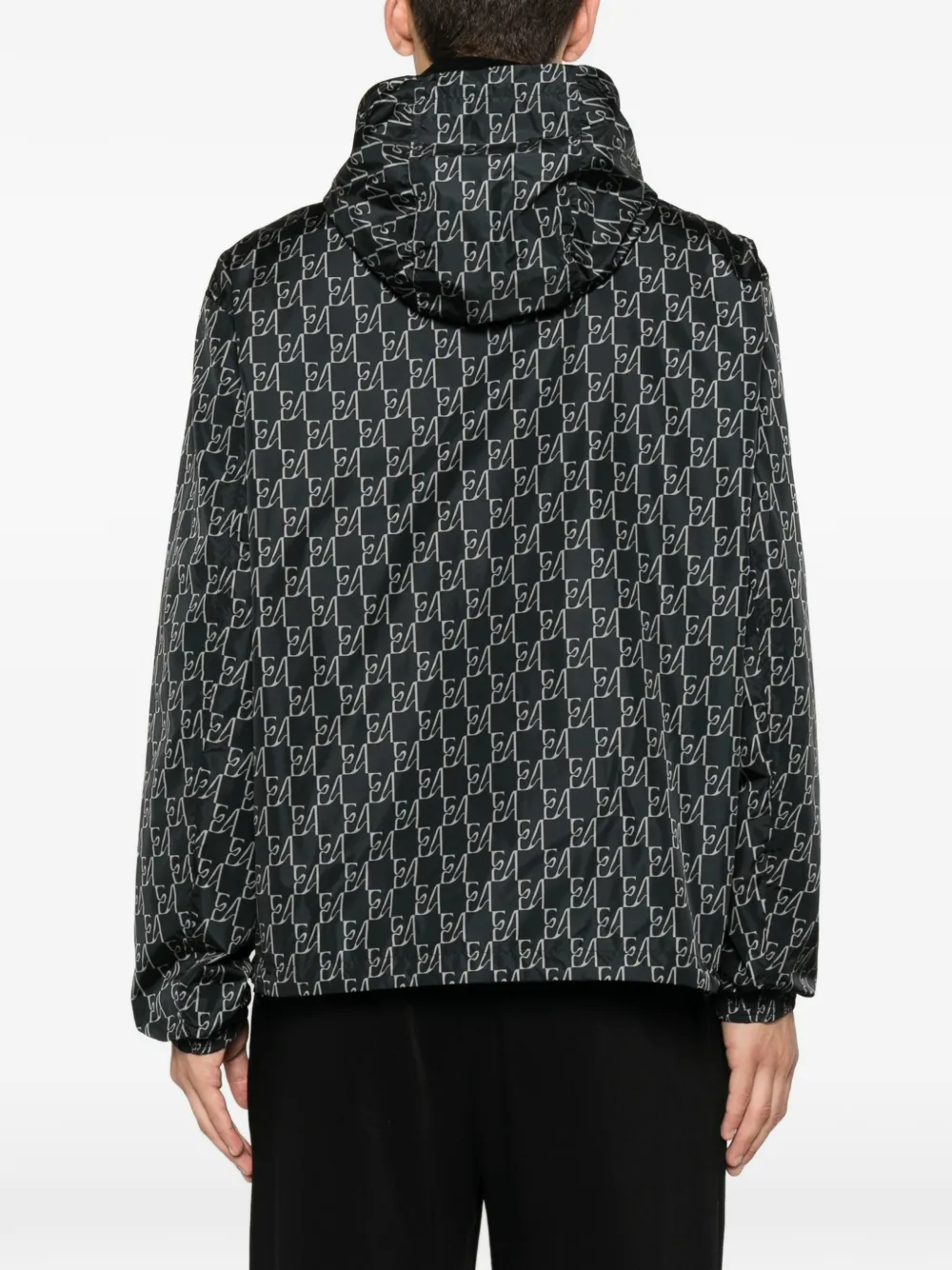 Emporio Armani Omkeerbaar jack met monogramprint Zwart