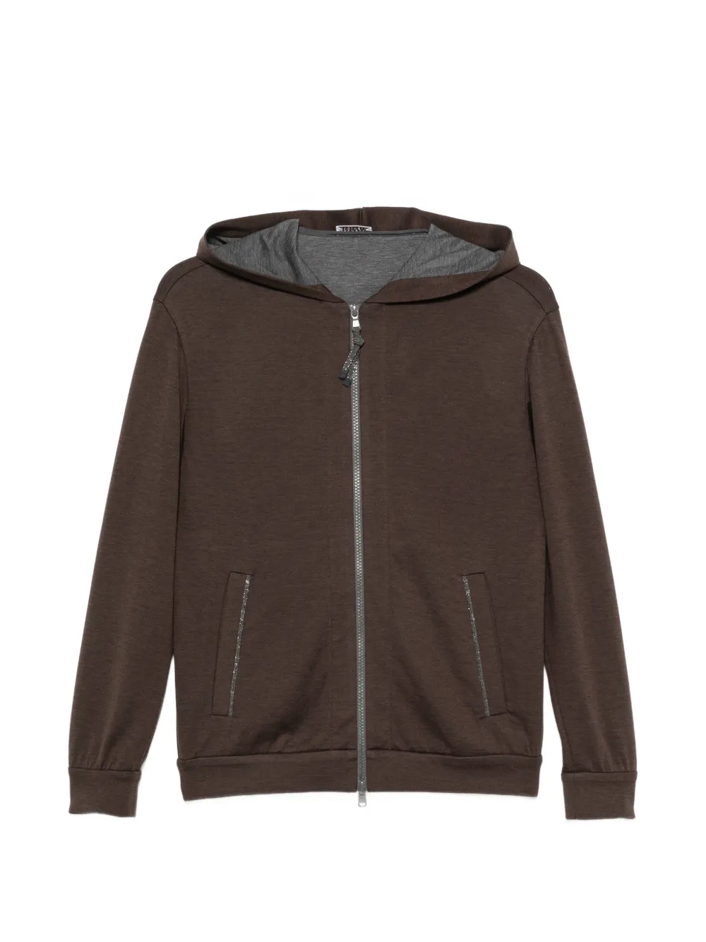Brunello Cucinelli zip-fastening long-sleeve hoodie - Brown