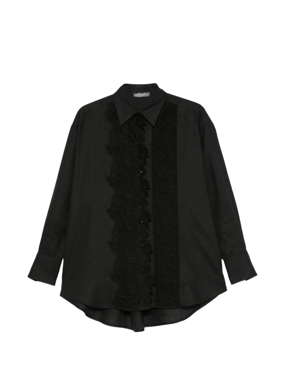 Ermanno Scervino lace-embroidery linen shirt - Nero