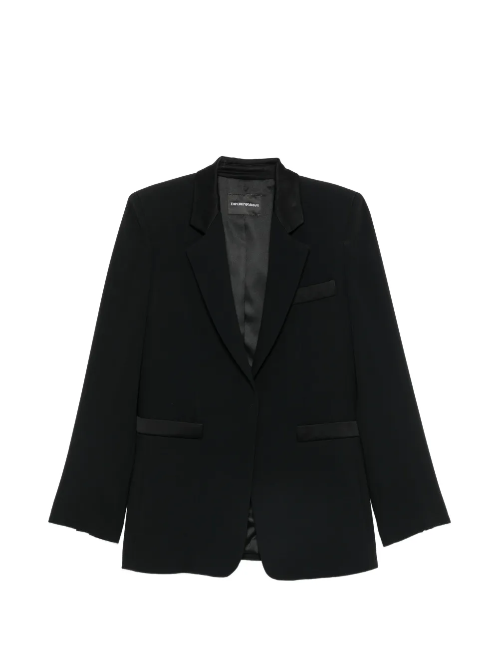 Emporio Armani satin-trim single-breasted blazer - Schwarz