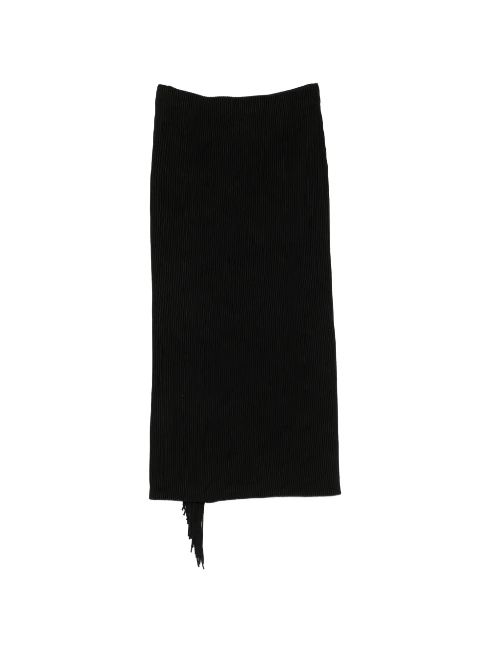 Emporio Armani High-waisted Skirt with a Slit and Side Fringe in Black, view 2