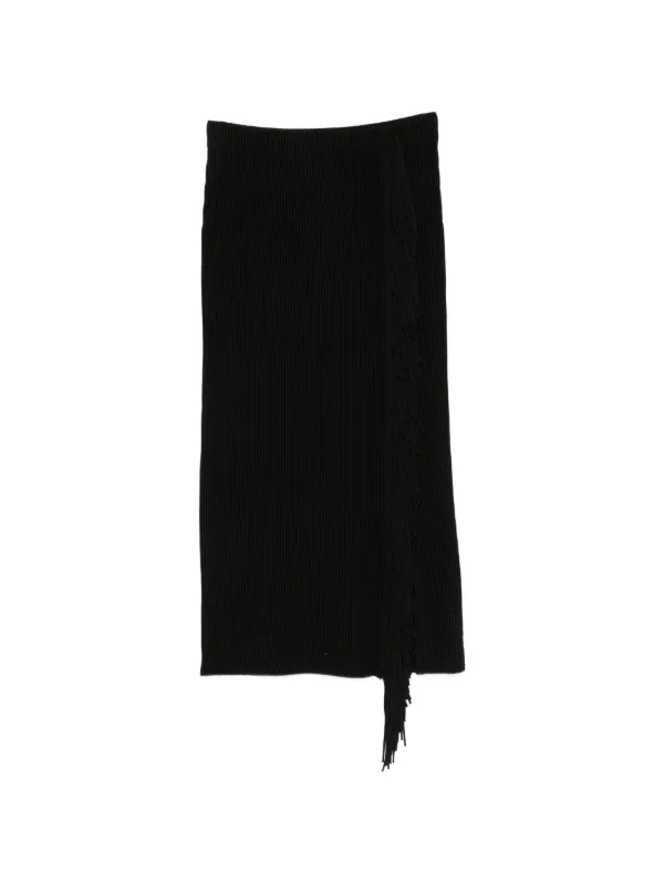 Emporio Armani High-waisted Skirt with a Slit and Side Fringe in Black