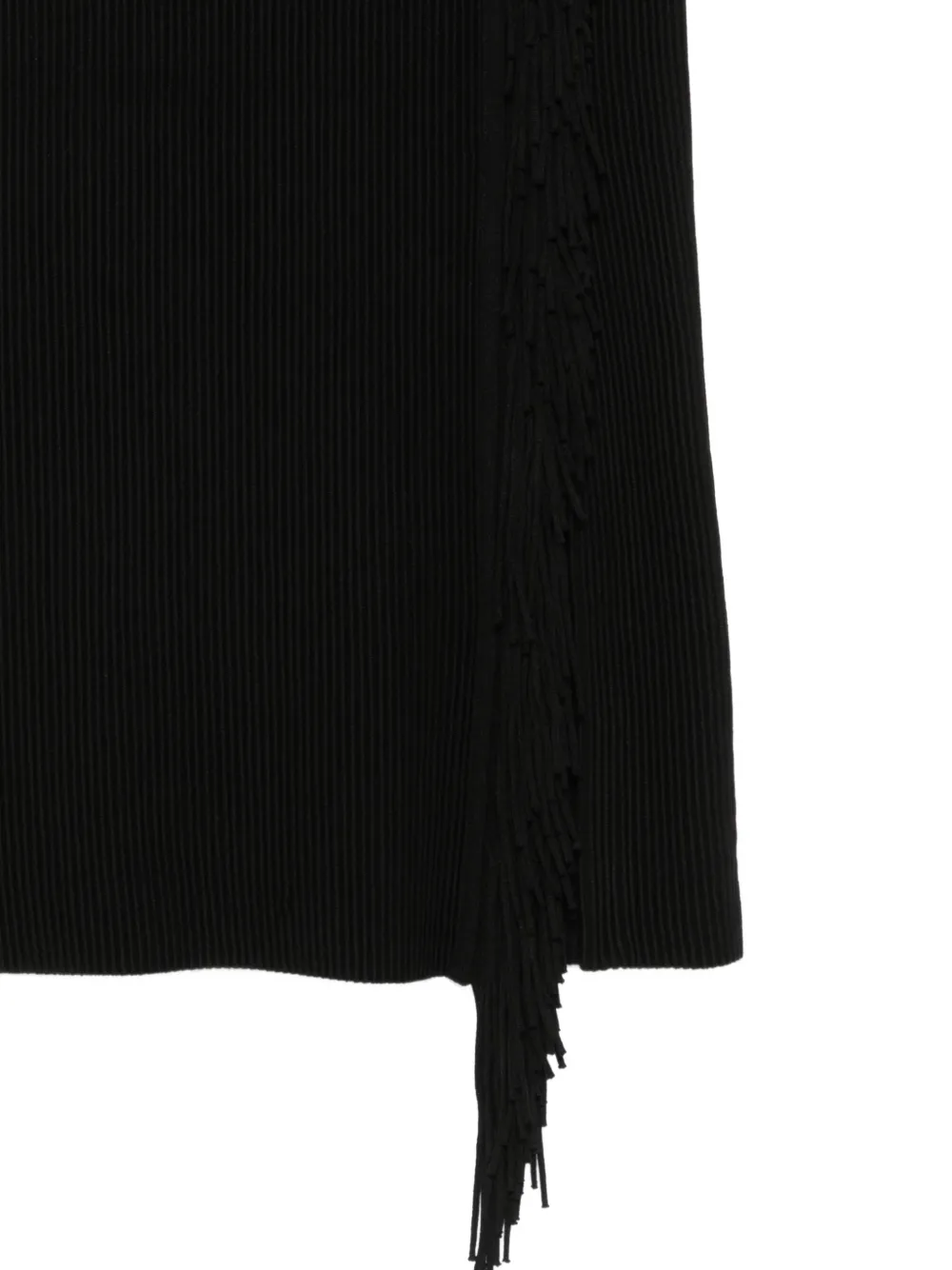 Emporio Armani High-waisted Skirt with a Slit and Side Fringe in Black, view 3