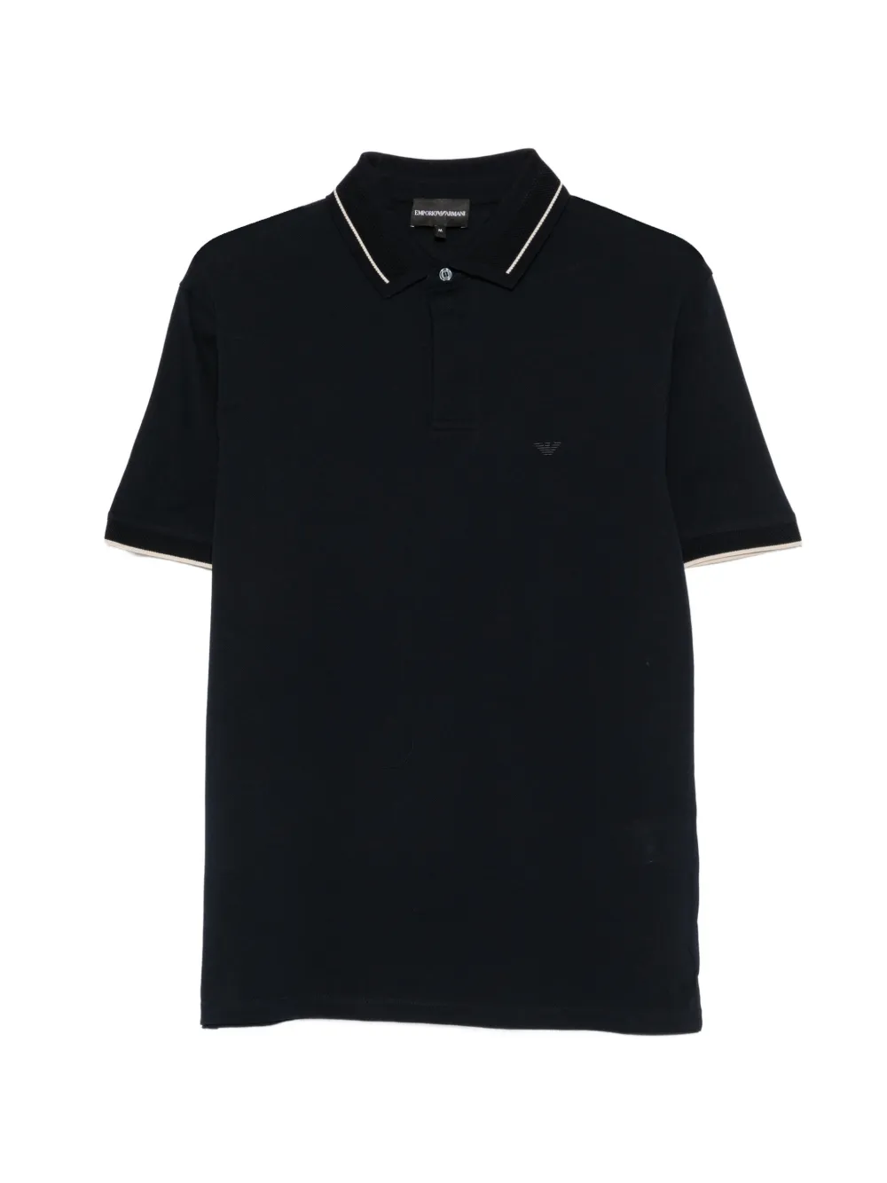 Emporio Armani logo-embroidered contrast-trim polo shirt - Blau