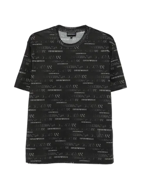 Emporio Armani jersey T-shirt in lyocell blend with all-over logo print