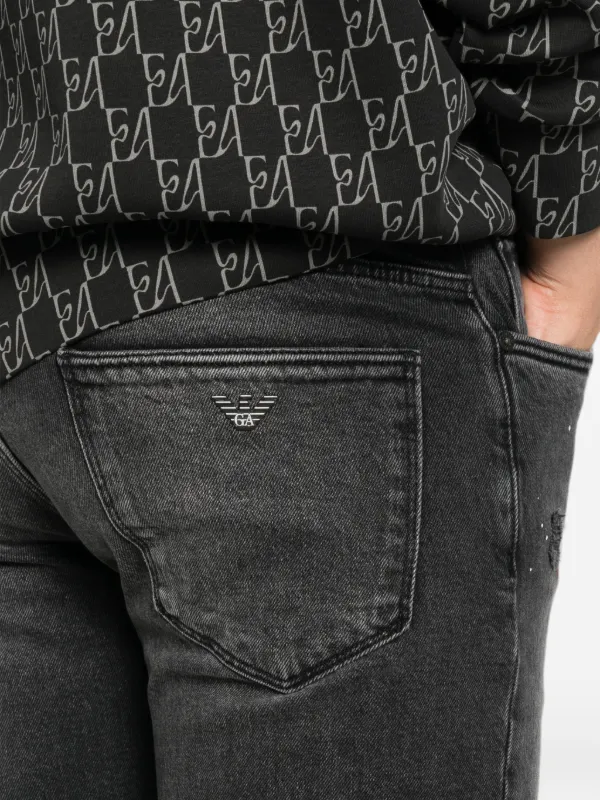 Emporio Armani ダメージ ペイント ジーンズ | グレー | FARFETCH JP