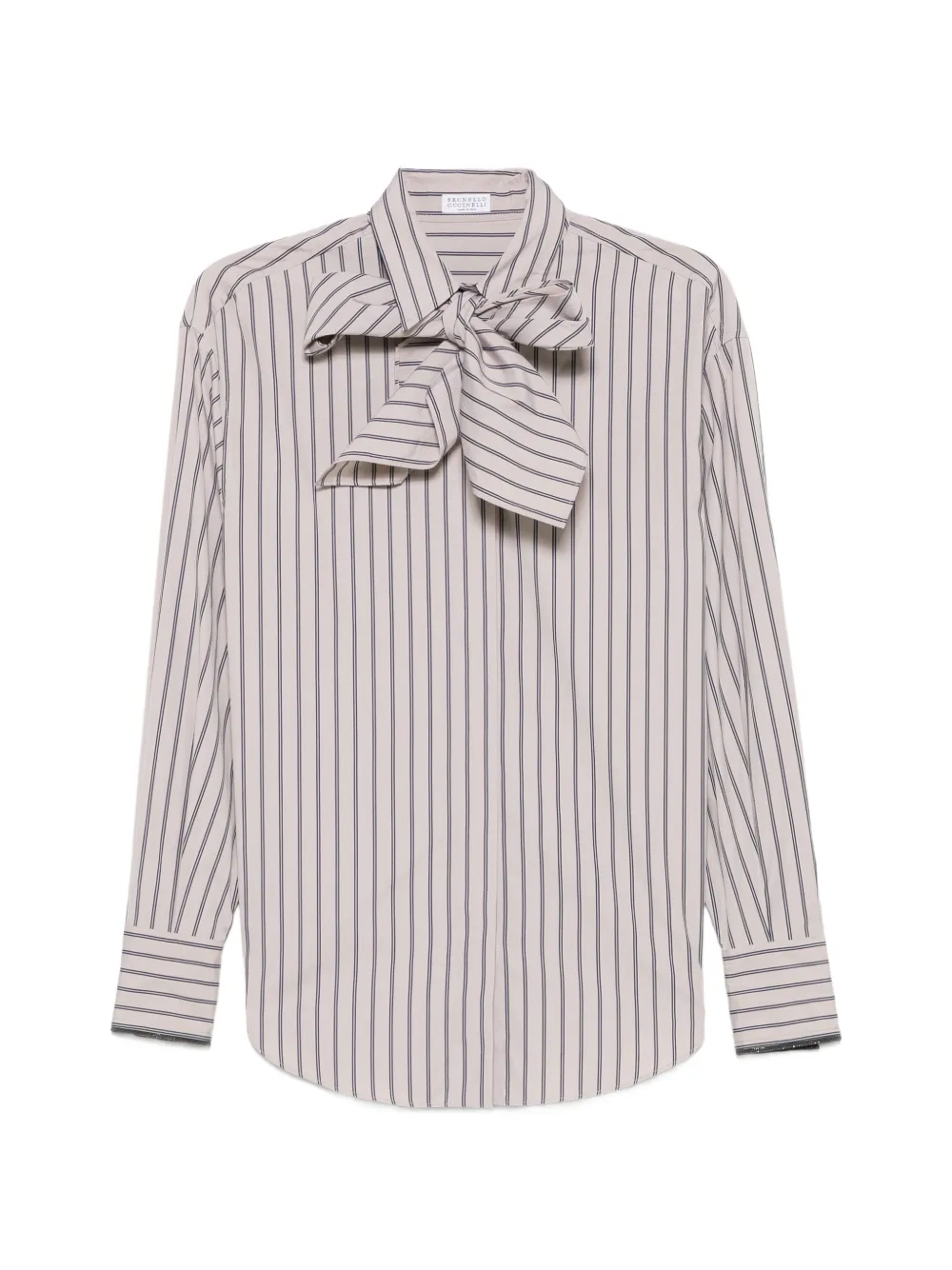 Brunello Cucinelli striped neck-tie shirt - Nude