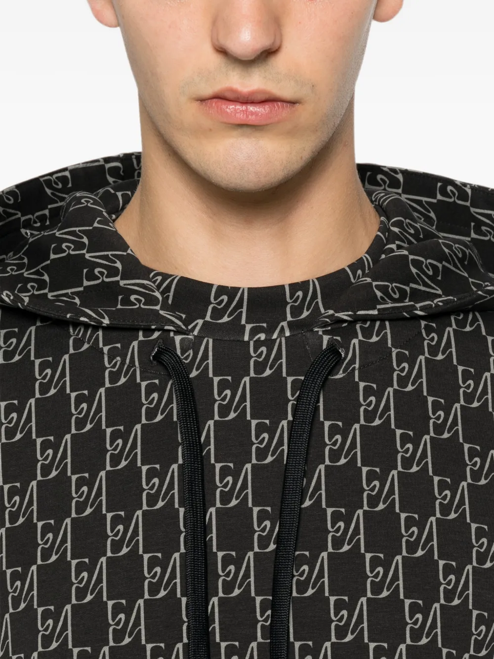 Emporio Armani Hoodie met monogramprint Zwart