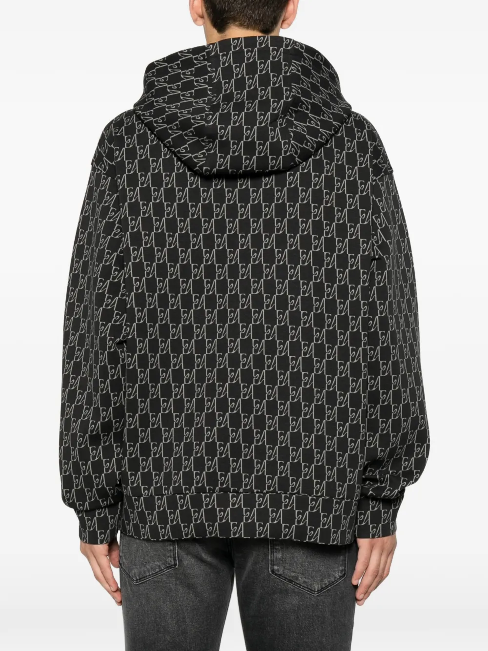 Emporio Armani Hoodie met monogramprint Zwart