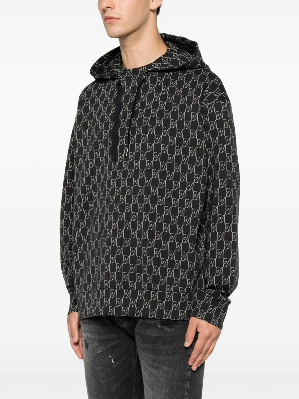 Emporio Armani Hoodie met monogramprint Zwart