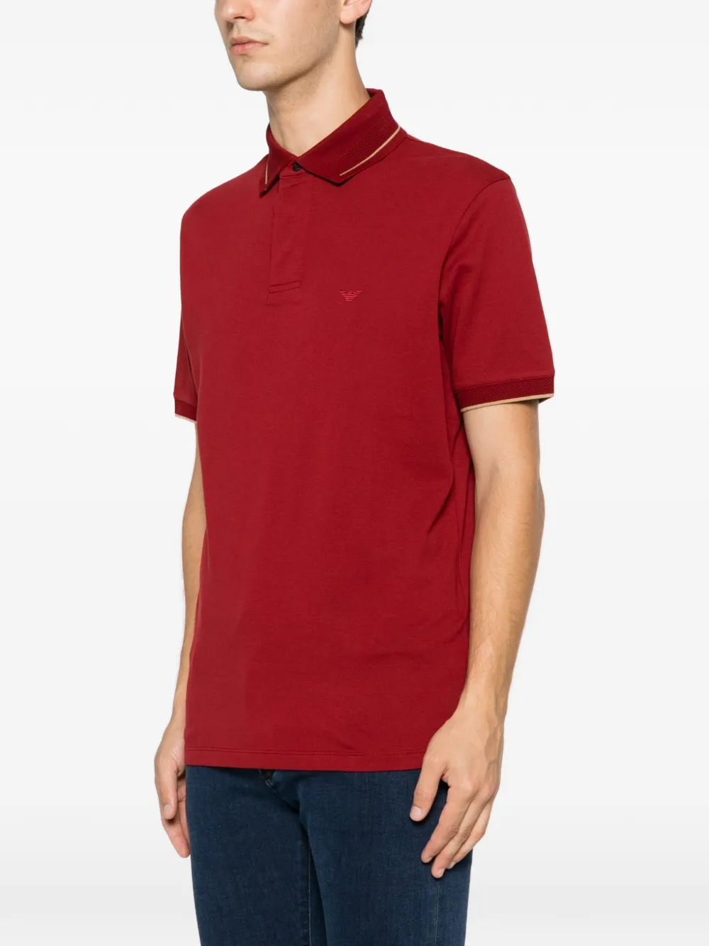 Emporio Armani Poloshirt met contrasterende afwerking en geborduurd logo Rood