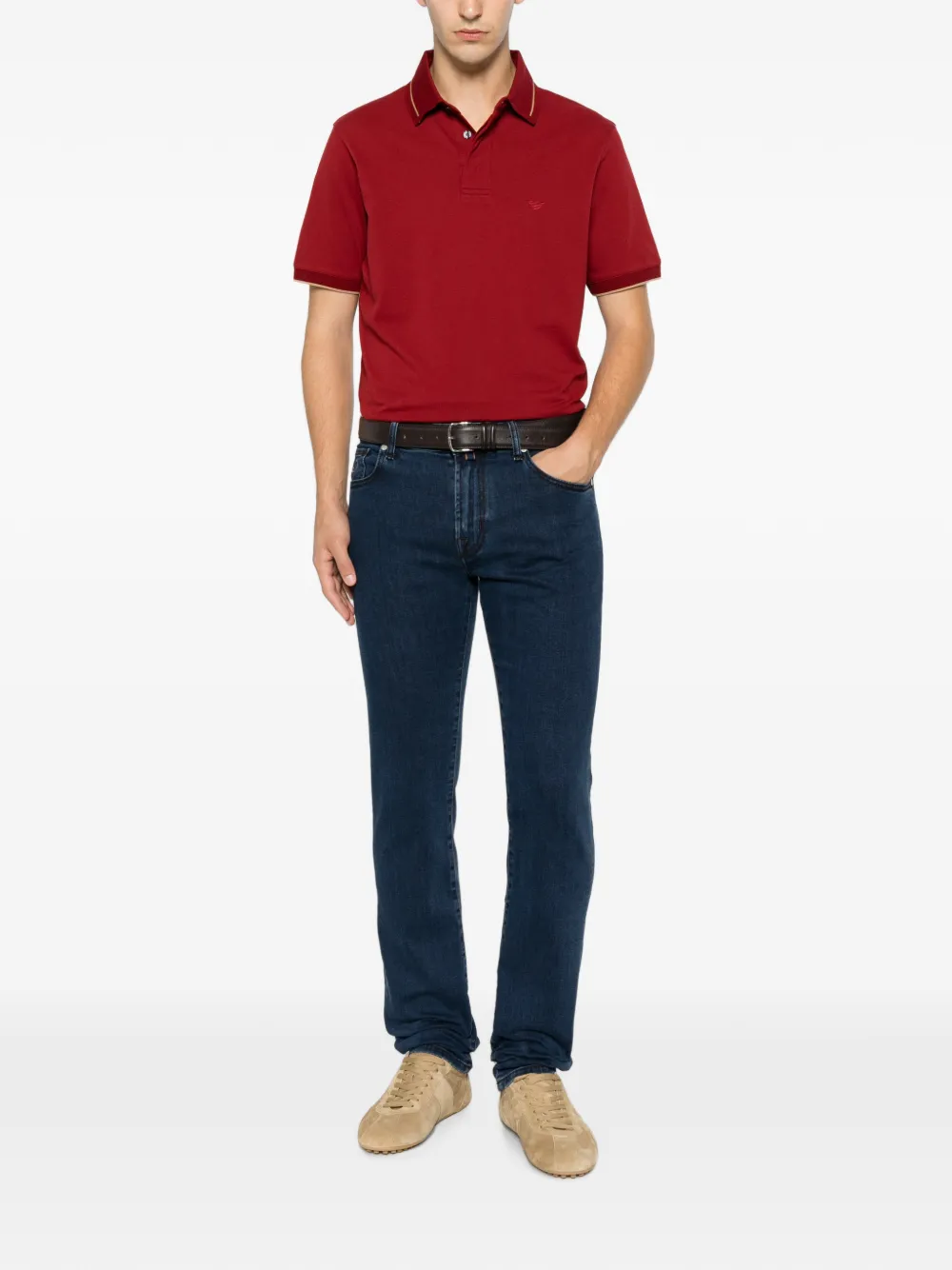 Emporio Armani Poloshirt met contrasterende afwerking en geborduurd logo Rood