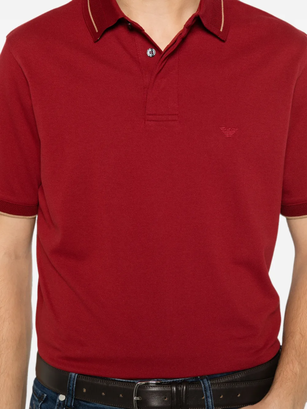 Emporio Armani Poloshirt met contrasterende afwerking en geborduurd logo Rood