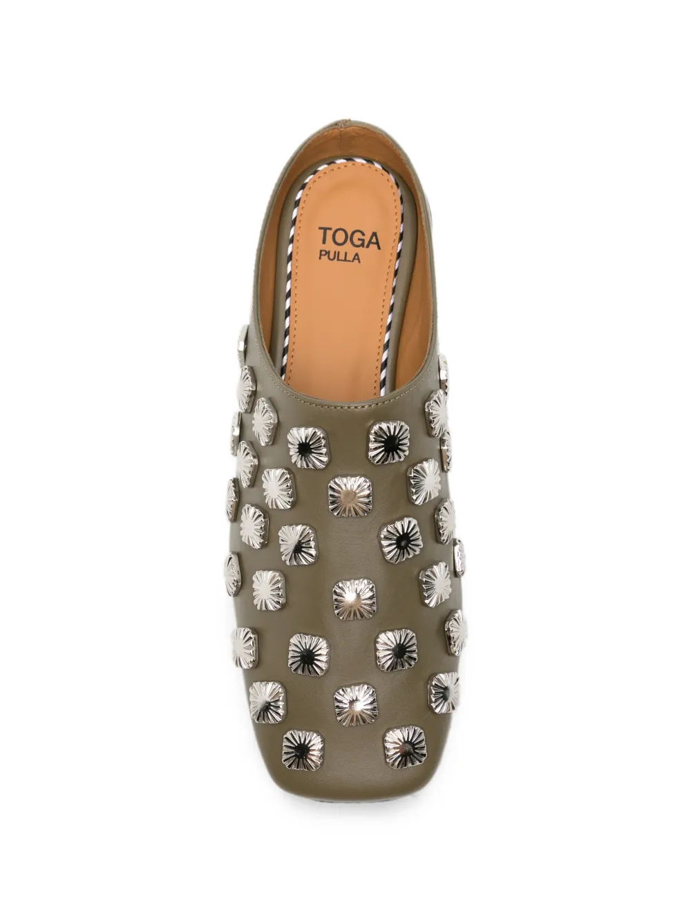 Toga Pulla stud-embellished leather mules Groen