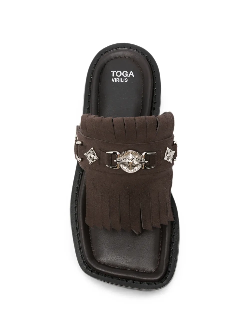 Toga Virilis Sandalen met vierkante neus en franje Bruin