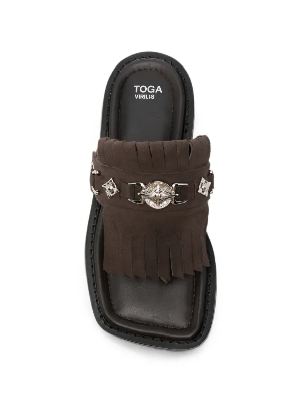 Toga Virilis fringed-detail square-toe Sandals | Brown | FARFETCH UZ