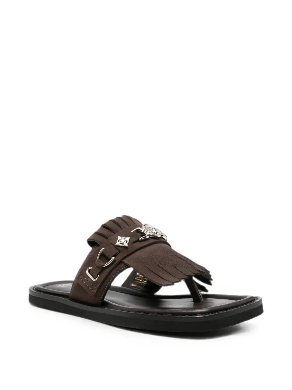 Toga Virilis Sandalen met vierkante neus en franje Bruin