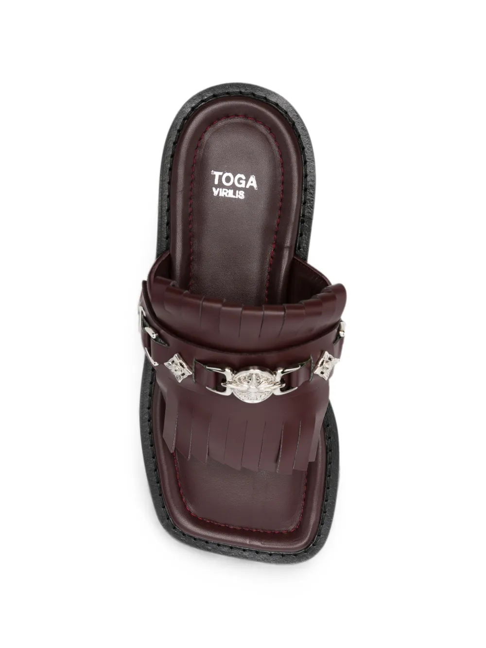 Toga Virilis Sandalen met vierkante neus en franje Rood