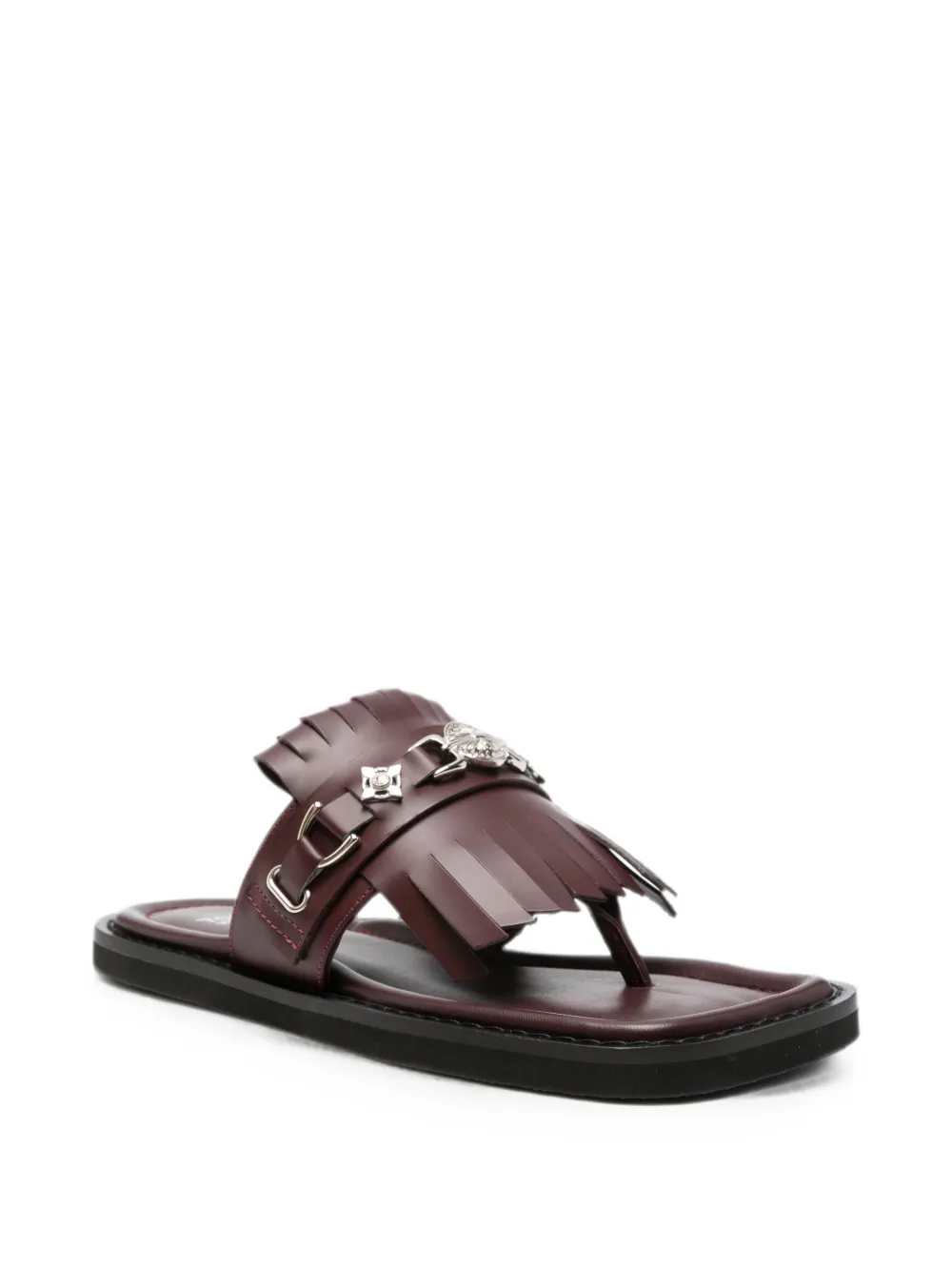 Toga Virilis Sandalen met vierkante neus en franje Rood