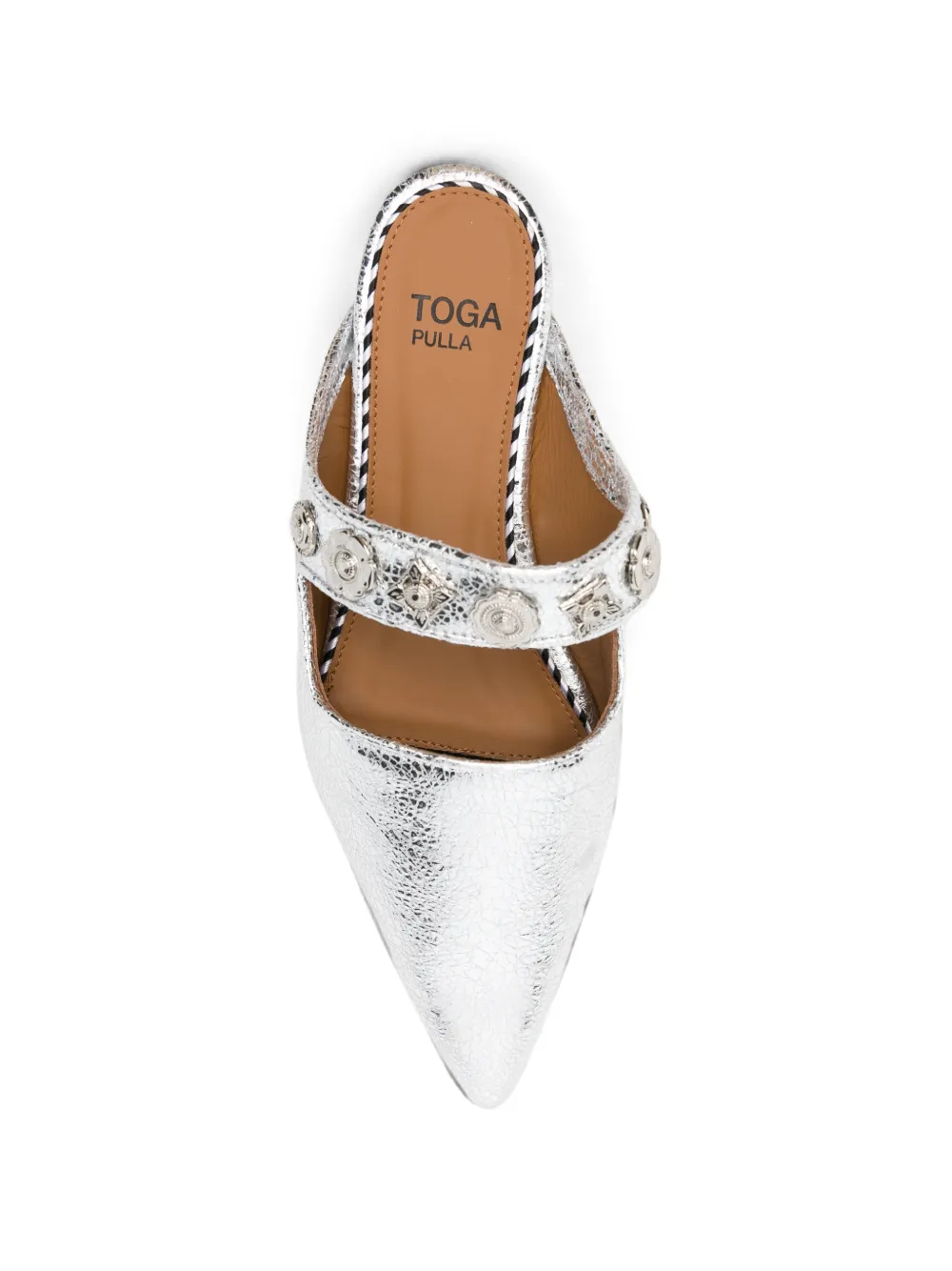 Toga Pulla stud-embellished pointed-toe mules Zilver