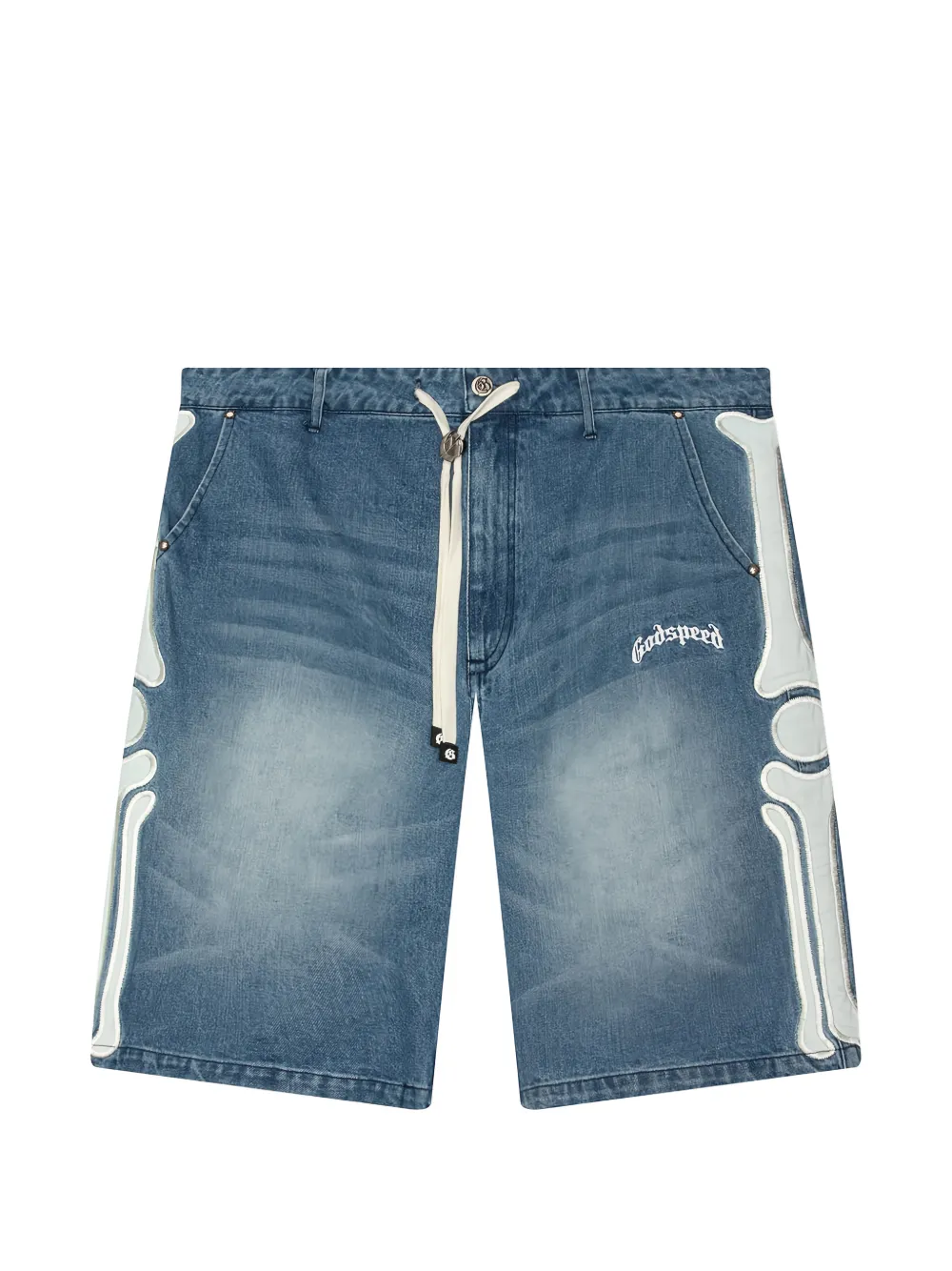 GODSPEED Femur appliqué denim shorts - Blu