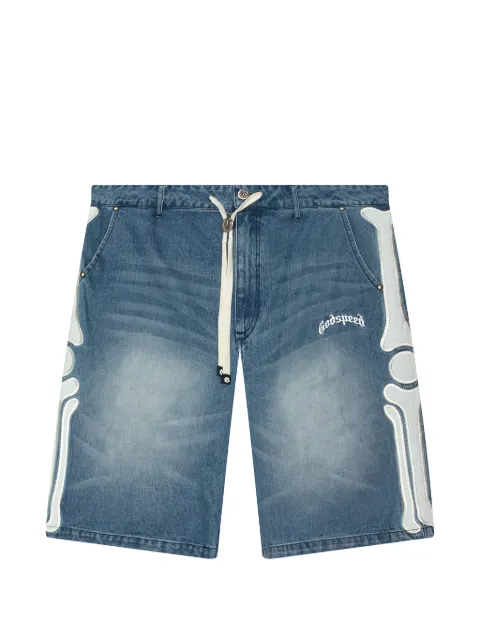 GODSPEED Femur appliqué denim shorts