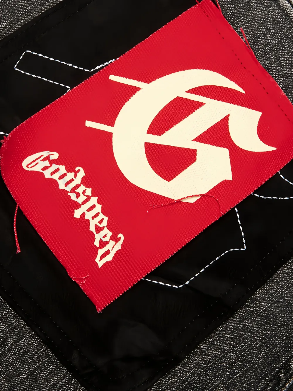 GODSPEED V2 denim shorts met patchwork Grijs