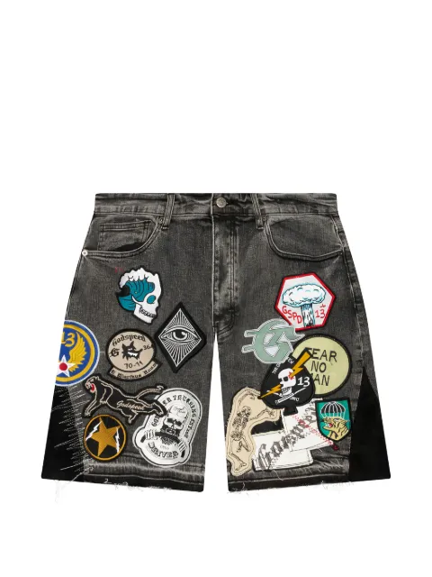 GODSPEED V2 patchwork denim shorts