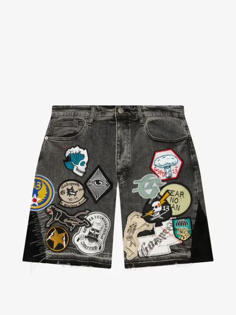 GODSPEED V2 patchwork denim shorts