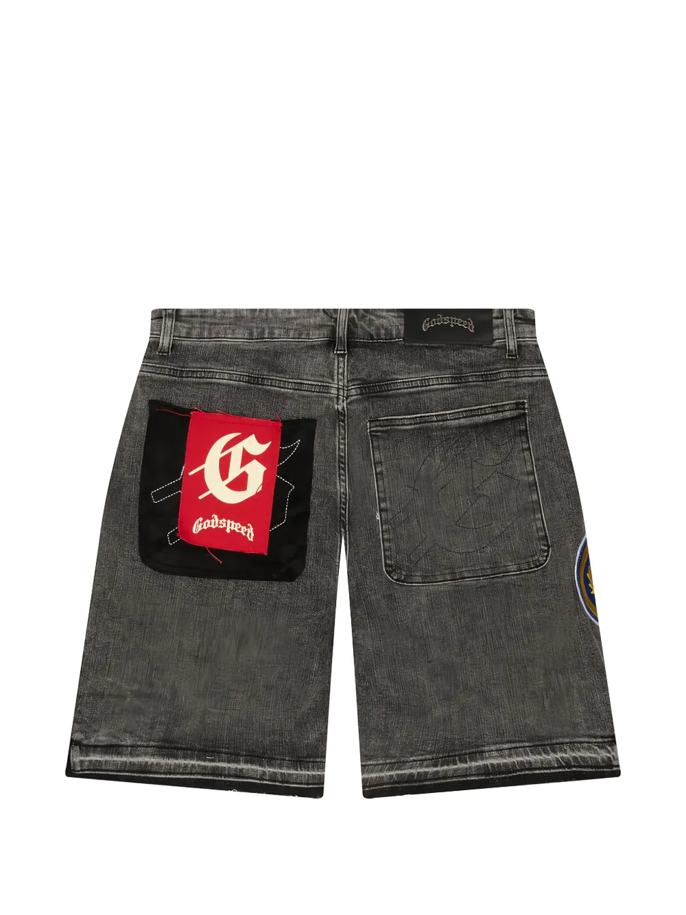 GODSPEED V2 denim shorts met patchwork Grijs