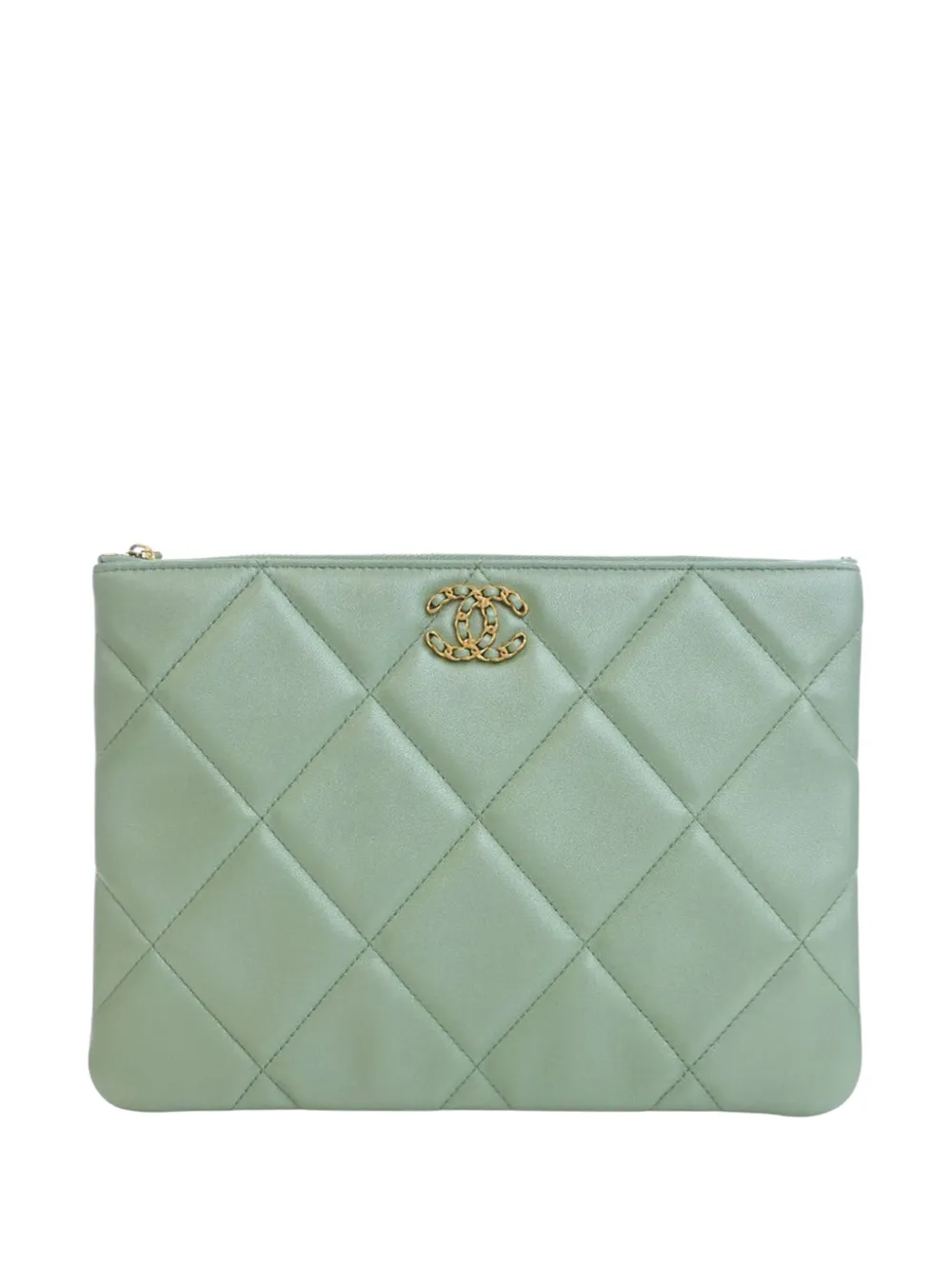 CHANEL Pre-Owned 2021-2026 Medium Quilted Lambskin 19 O Case clutch bag - Verde