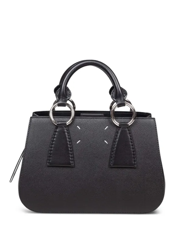 Maison Margiela Four Stitch Leather Tote Bag in Black