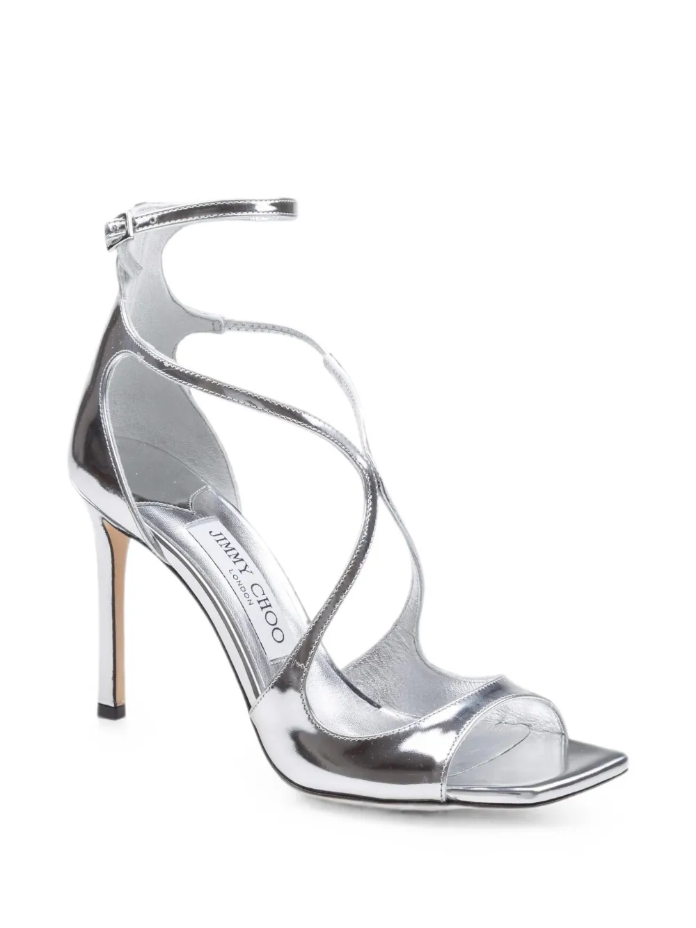 Jimmy Choo Azia 95 metallic leather sandals Zilver