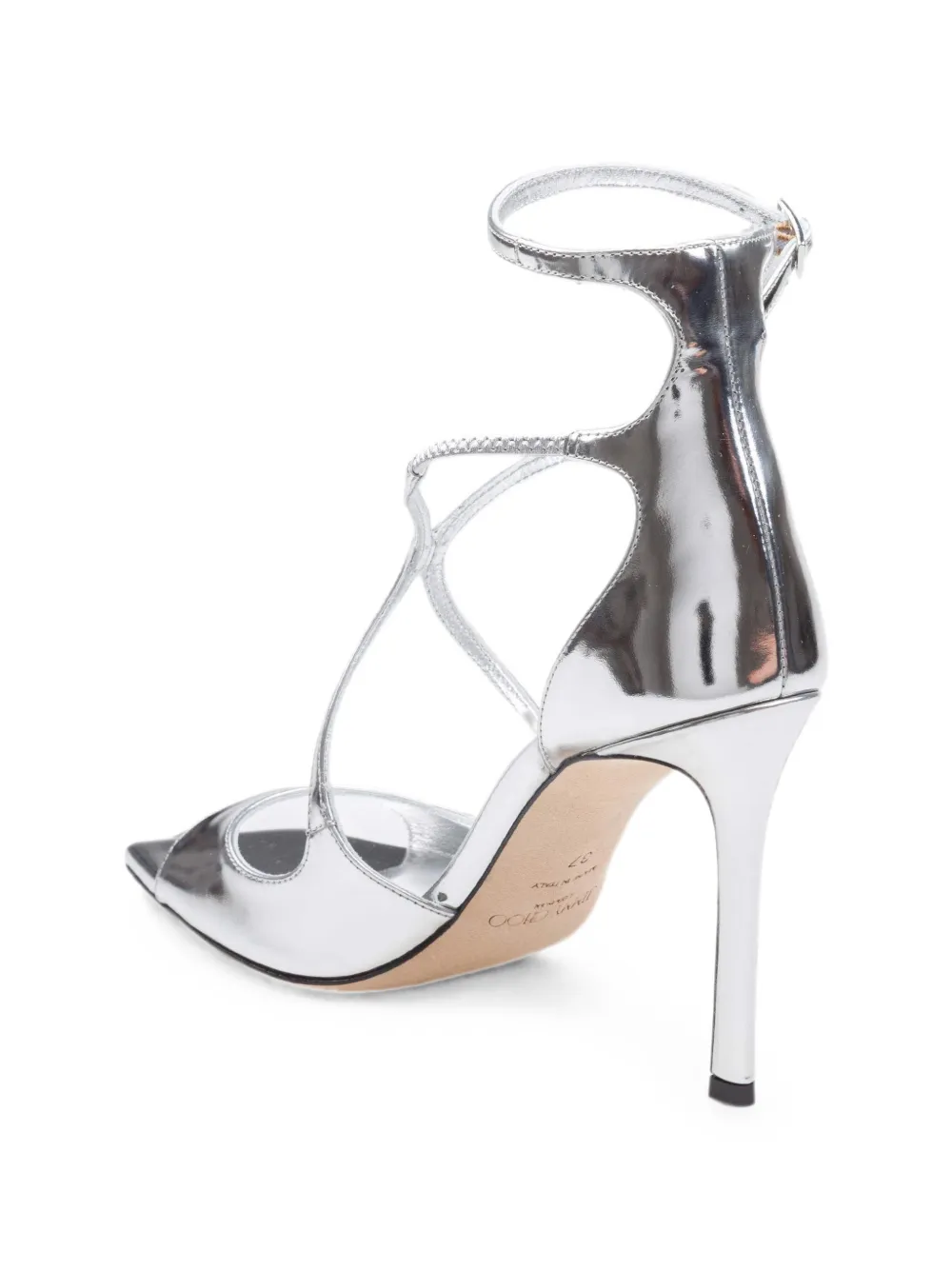 Jimmy Choo Azia 95 metallic leather sandals Zilver