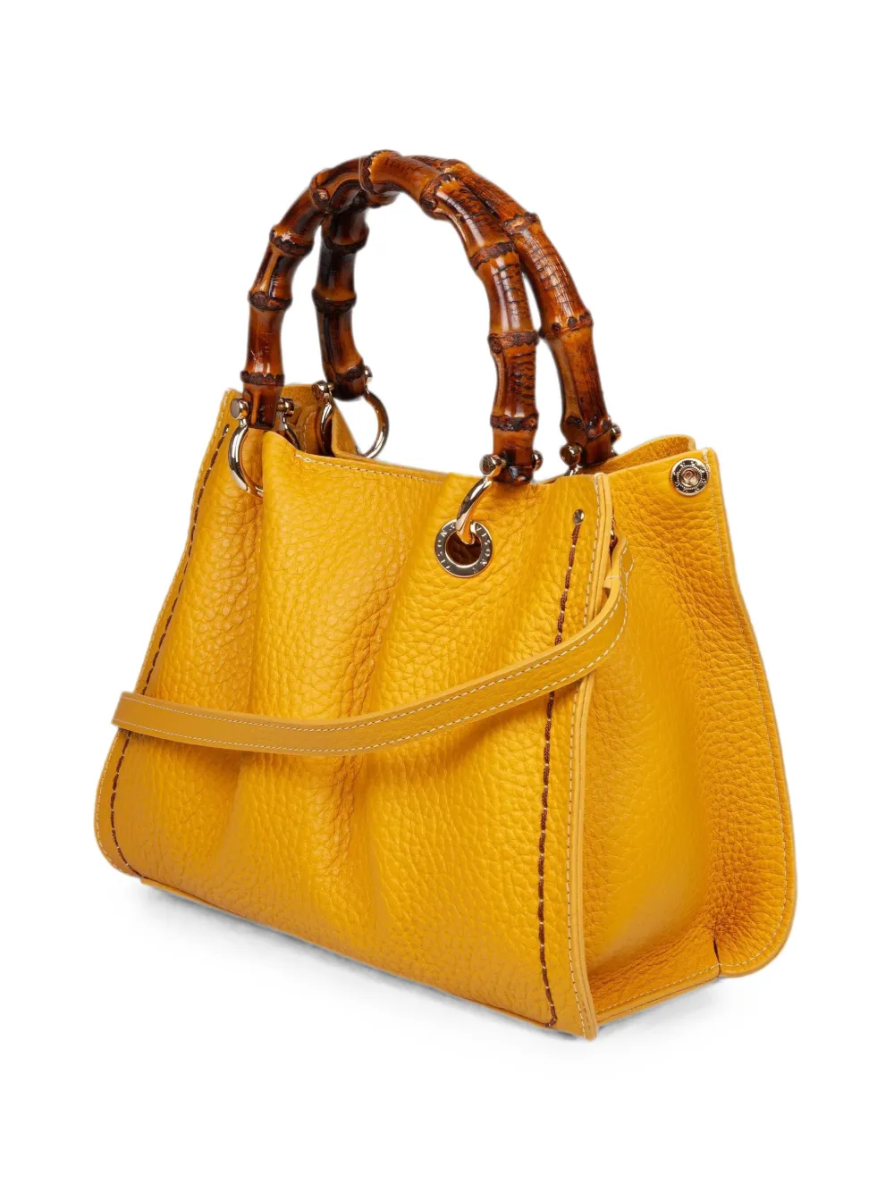 VISONA` Posillipo bamboo-handle tote bag - Giallo