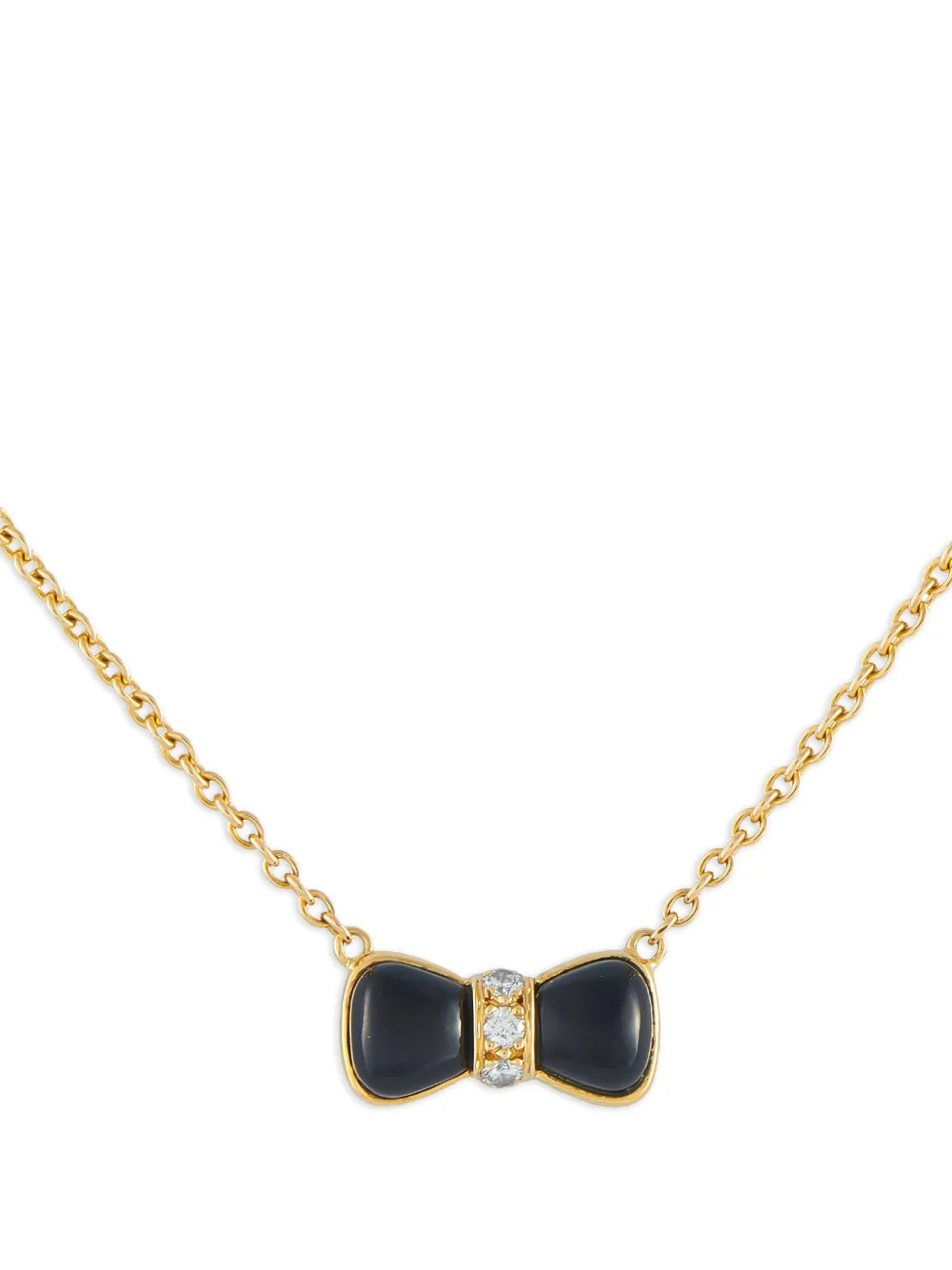 Van Cleef & Arpels Pre-Owned diamond and onyx bow necklace - Oro