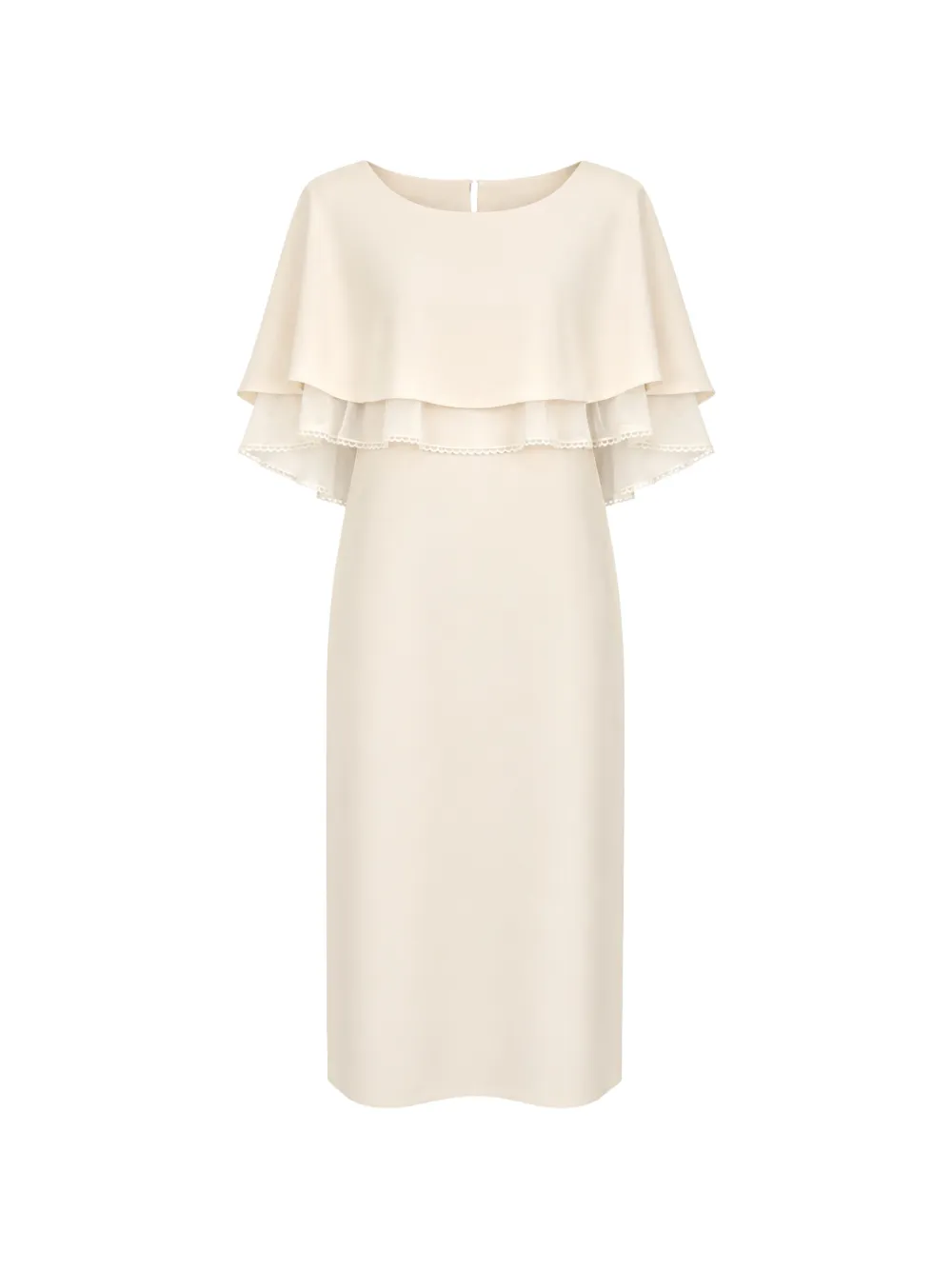 Alberta Ferretti cape-overlay midi dress - Neutrals